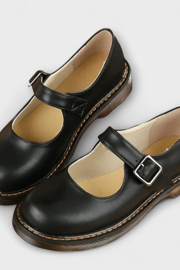 Ladies Vintage Mary Jane Shoes – Classic Leather Shoes with Strap & Comfort Sole