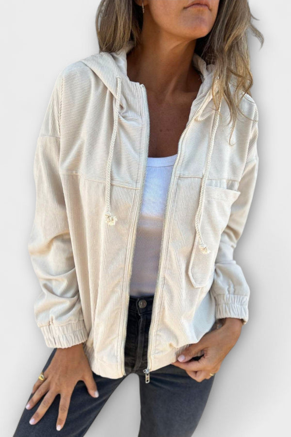 Ella - Corduroy Zip-Up Hoodie