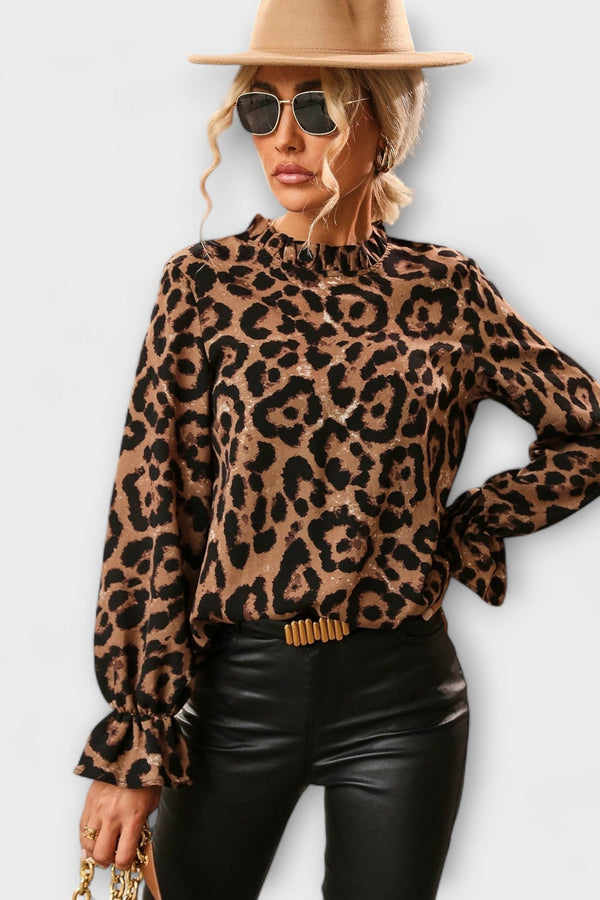 Leoblouse with Pleated Collar