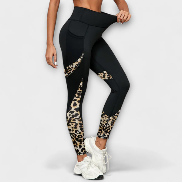 High Waist Training Trousers with Leopard Print