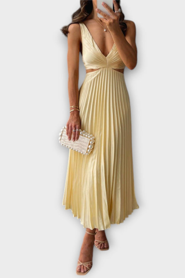 Elegant Midi Evening Dress with Pleats