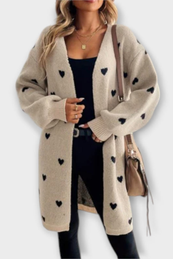 Cardigan with Heart Pattern