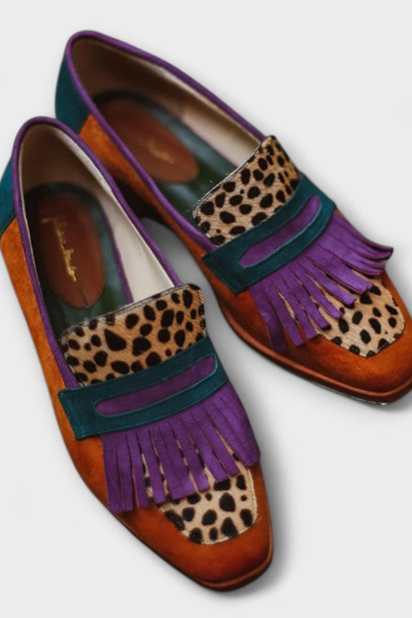 Fallon – Brown Loafers with Leopard Print