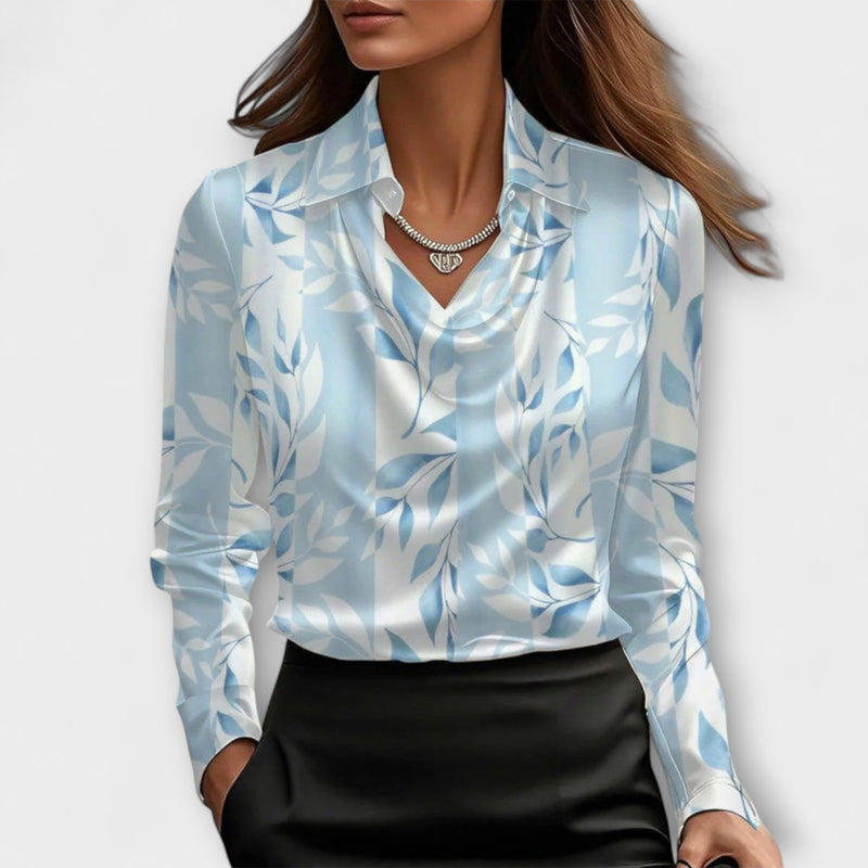 Lira - Shimmering Blouse with Ruching at the Collar