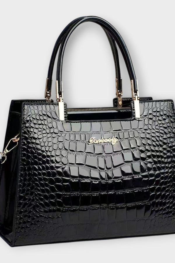 Claire - Glossy Crocodile Leather Pattern Handbag