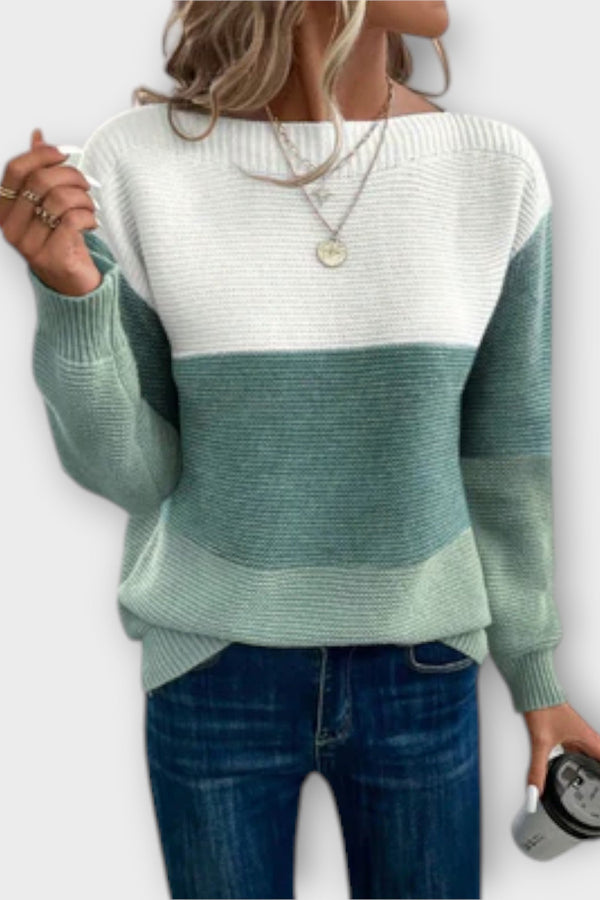 Elegant Three-Colour Patchwork Sweater