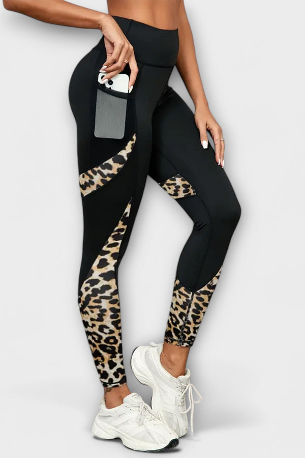 High Waist Training Trousers with Leopard Print