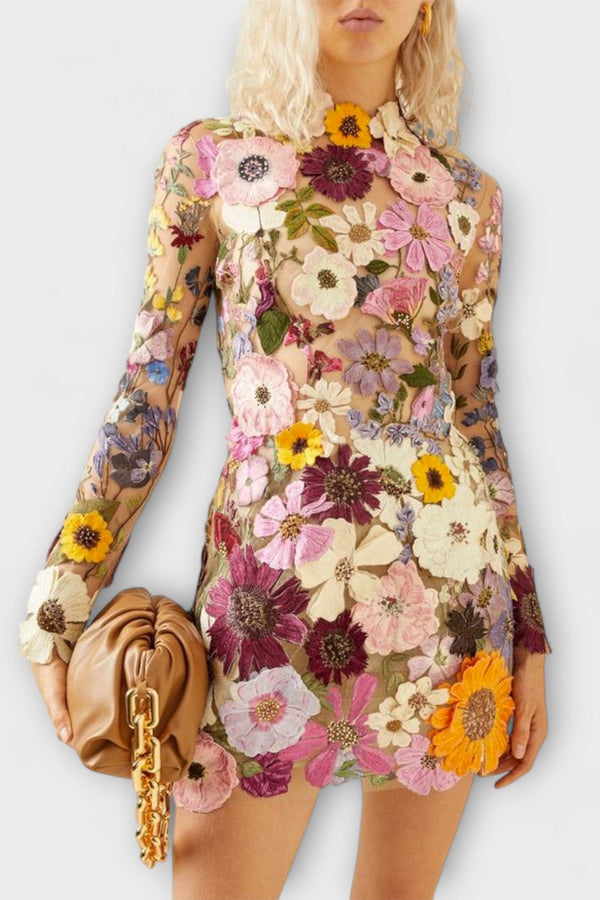Dress with 3D Flower Pattern