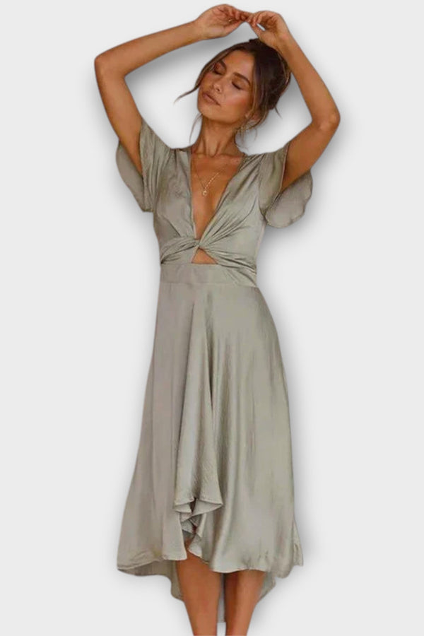 Margret - Elegant V-neck Midi Dress
