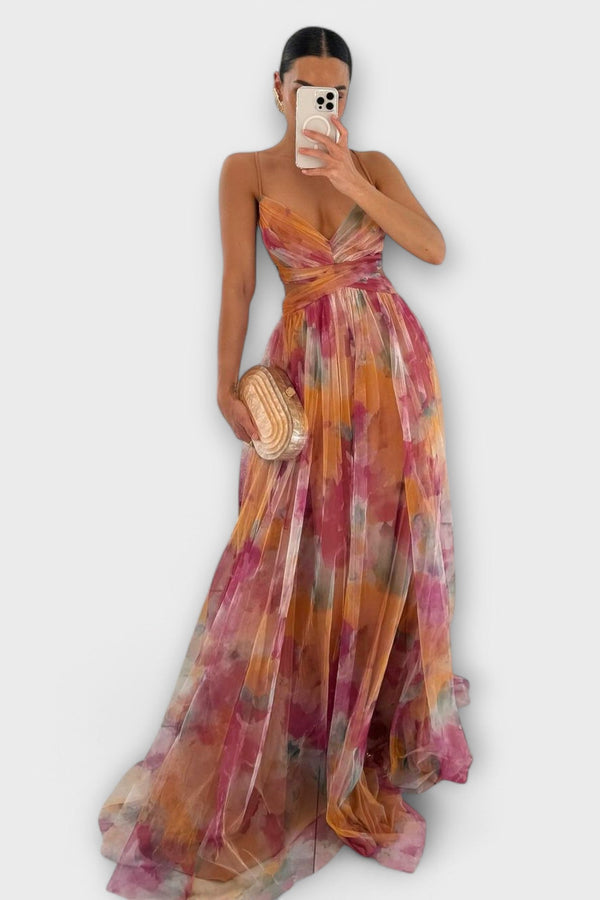 Annai Mesh Maxi Dress - Elegant and Figure-Enhancing