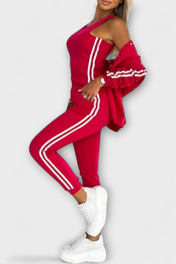 Eulalia - Women's Striped Jacket, Vest, and Trouser Set
