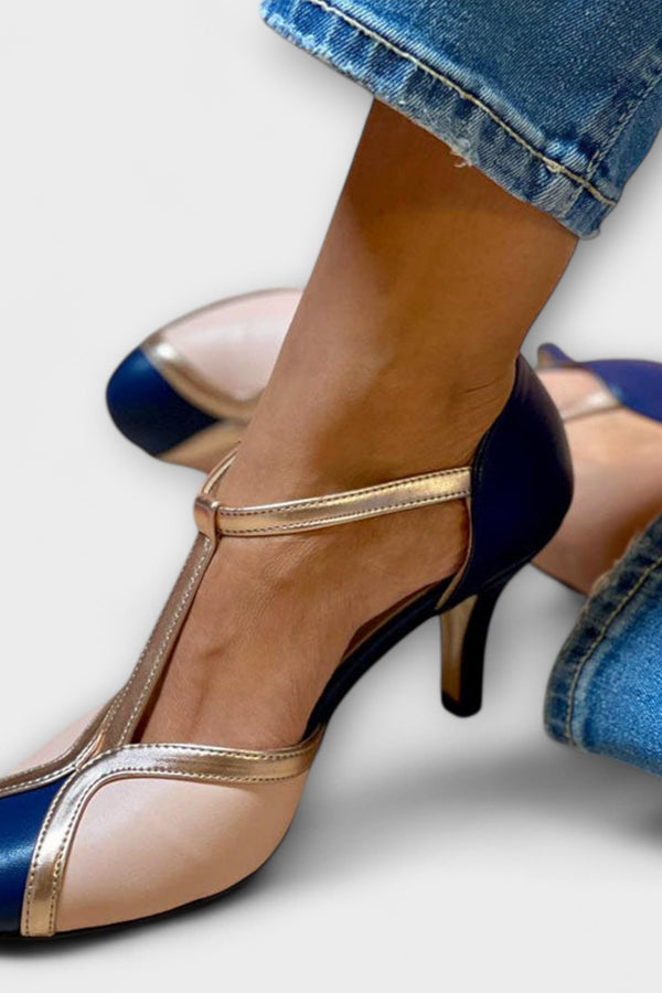 Alessia – Two-Tone T-Strap Elegance