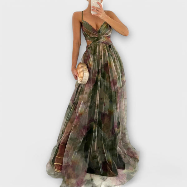Annai Mesh Maxi Dress - Elegant and Figure-Enhancing