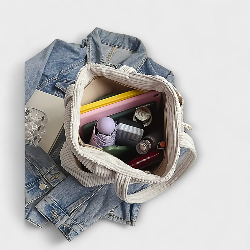 Tilda – Ribbed Tote Bag with Cord Detail