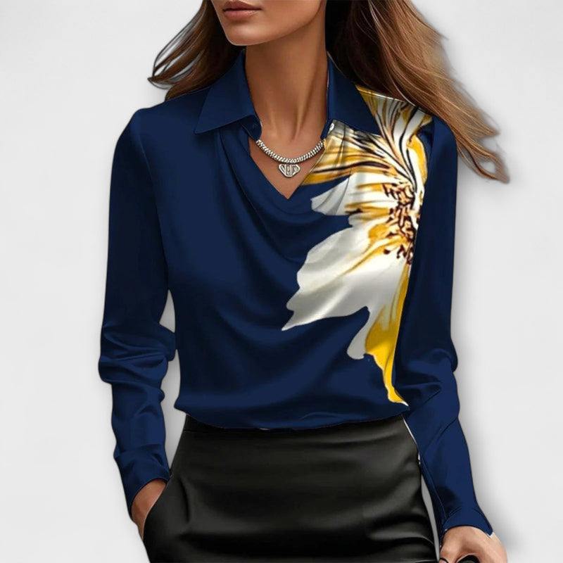 Lira - Shimmering Blouse with Ruching at the Collar