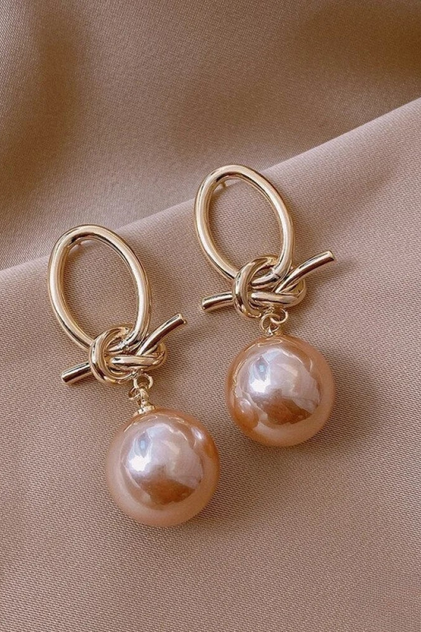 Golden Pearl Hoop Earrings