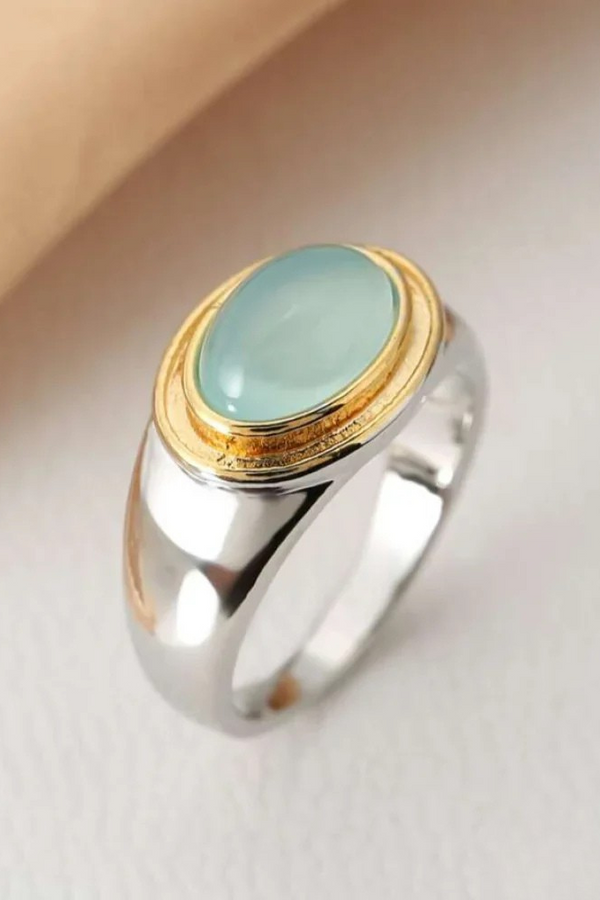 Retro Green Moonstone Ring