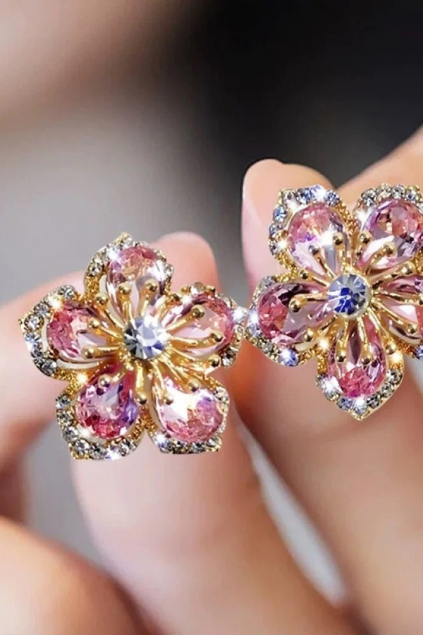 Sterling silver earrings with colourful zirconia