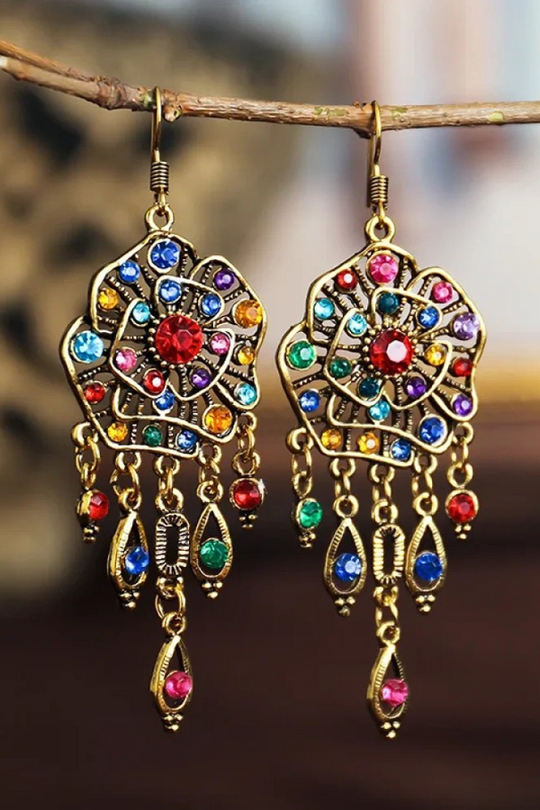 Retro Colourful Mandala Earrings