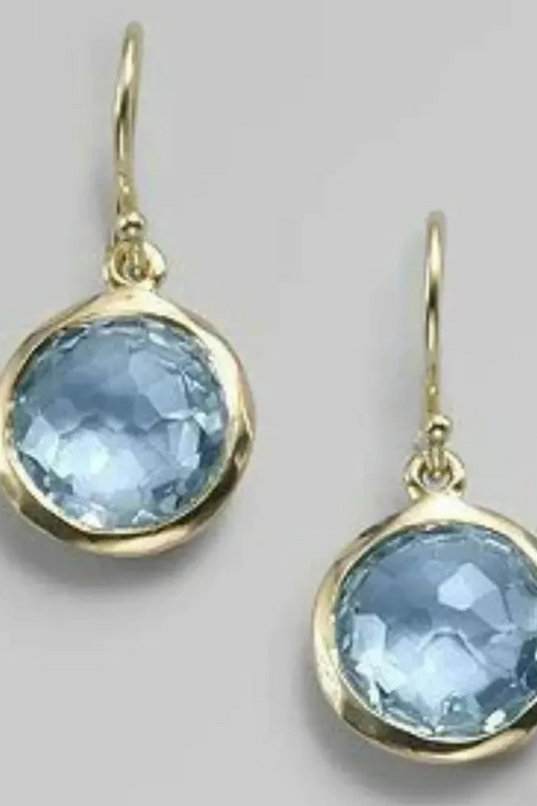 Retro Blue Crystal Earrings with Inlay