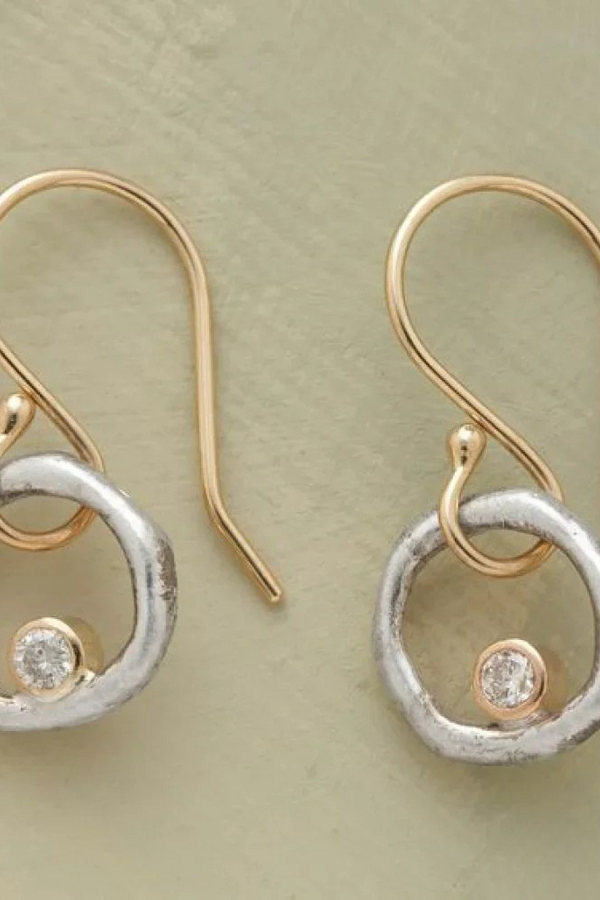 Vintage Gold and Silver Zirconia Earrings
