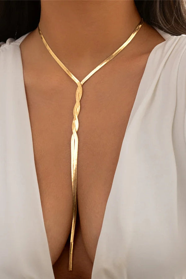 Elegant Long Necklace with Adjustable Snake Design