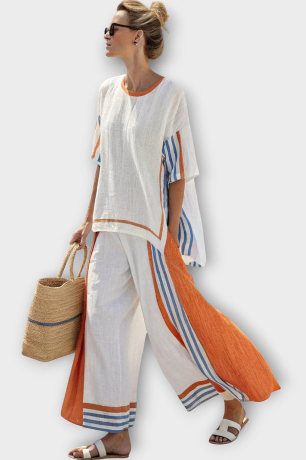 Anila - Elegant Two Piece Set with Striped Design