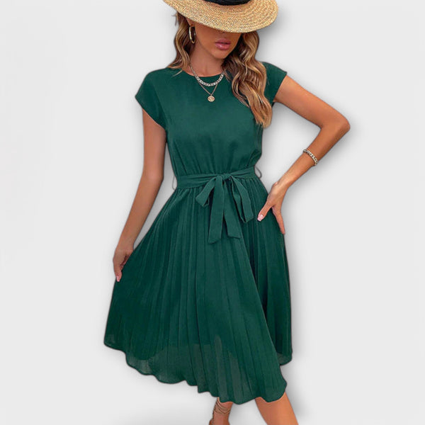 Claire - Short Sleeve, Pleated, Casual Mini Dress