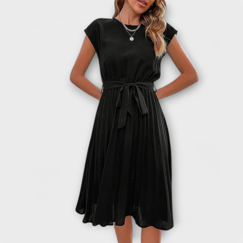Claire - Short Sleeve, Pleated, Casual Mini Dress