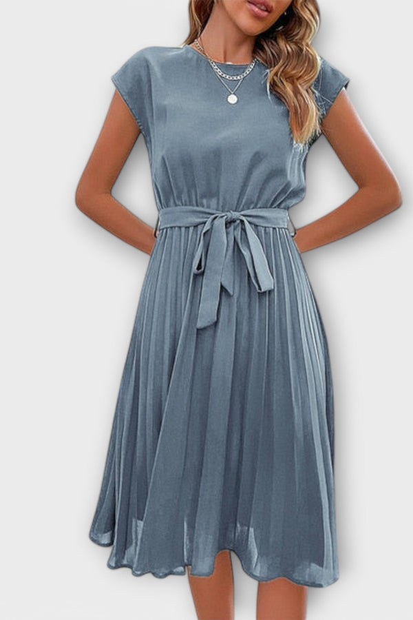 Claire - Short Sleeve, Pleated, Casual Mini Dress
