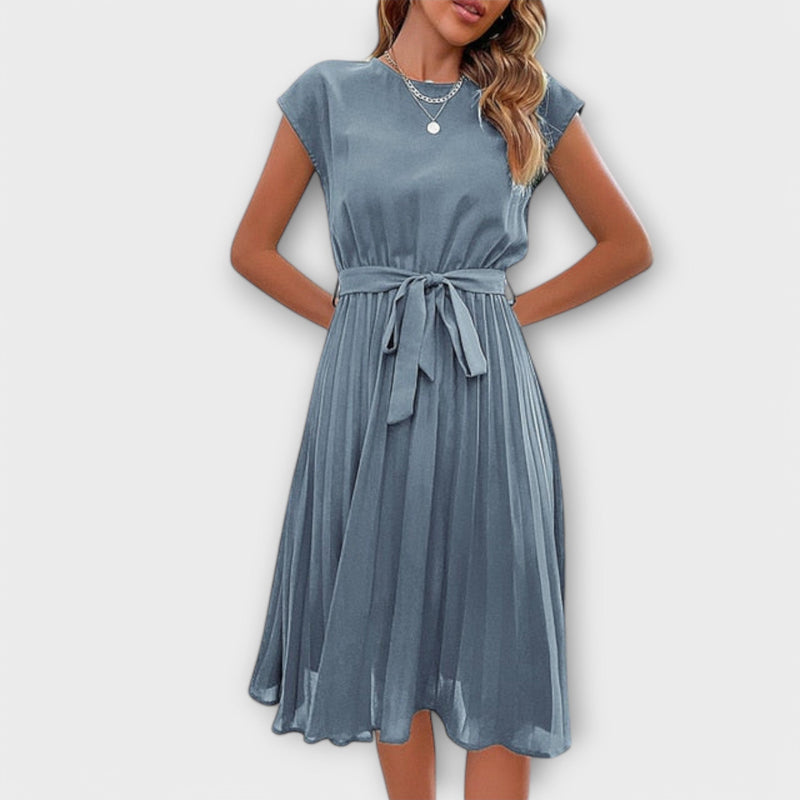 Claire - Short Sleeve, Pleated, Casual Mini Dress