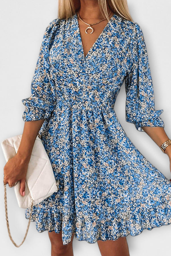 Floral Puff Sleeves Dress