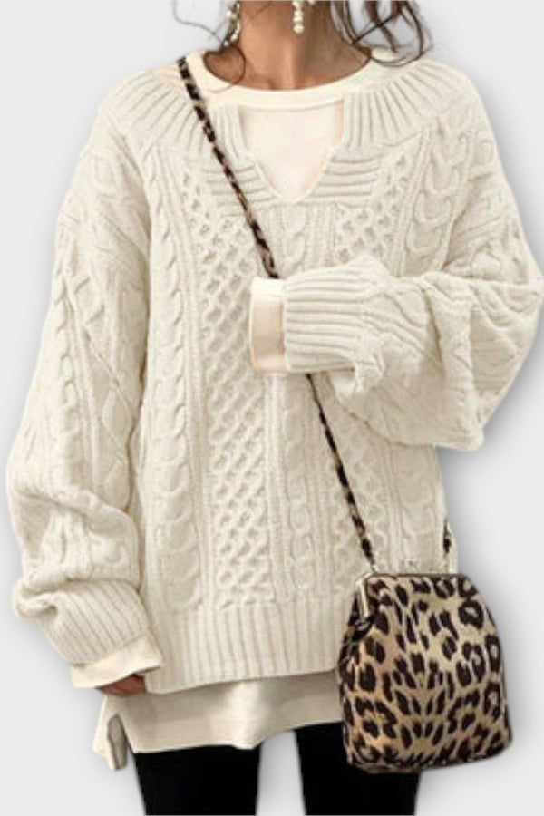 Oversized Sweater with Cable Pattern