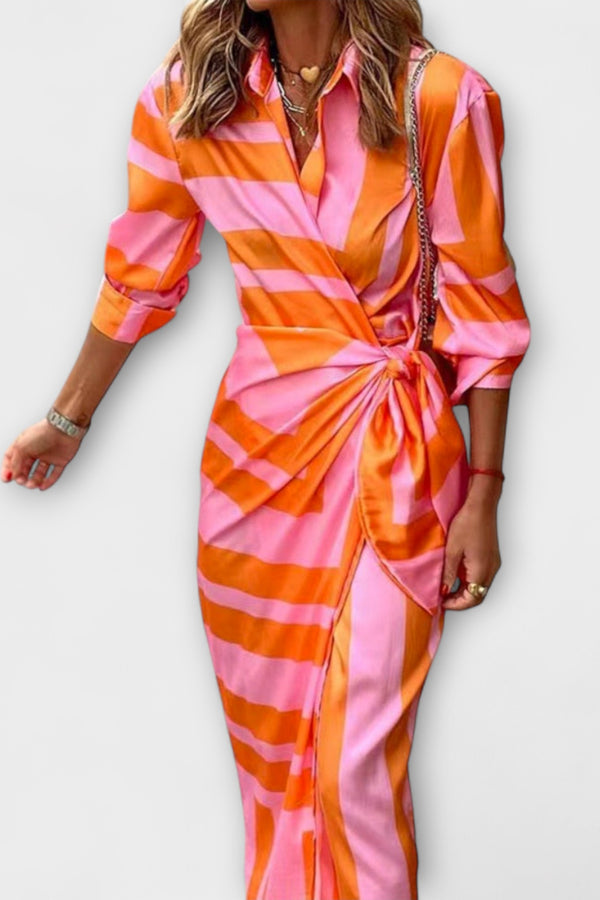 Clarissa - Striped Midi Shirt Dress