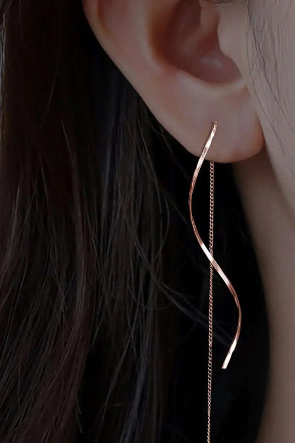 Long Earrings with Wave Design