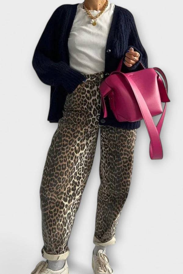 Vintage Jeans with Leopard Print