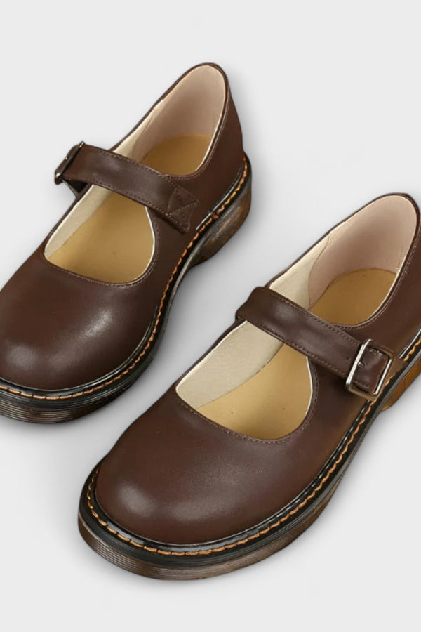 Ladies Vintage Mary Jane Shoes – Classic Leather Shoes with Strap & Comfort Sole