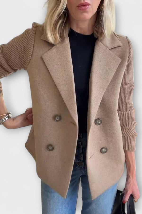 Amora - Elegant Knit-Sleeve Blazer