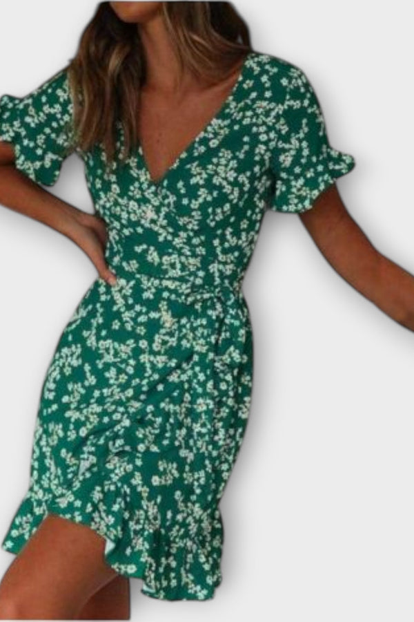 Short Boho Dress in Green