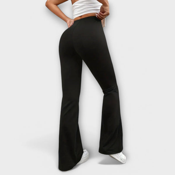 Loose trousers with flared legs