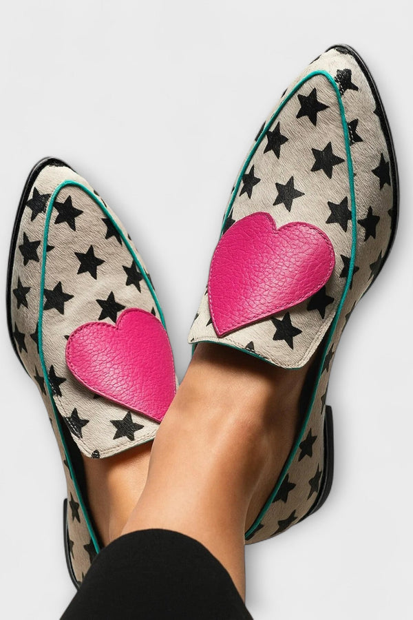 Jovie – Beige Slippers with Heart Patchwork