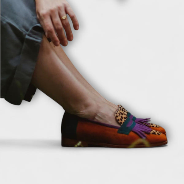 Fallon – Brown Loafers with Leopard Print