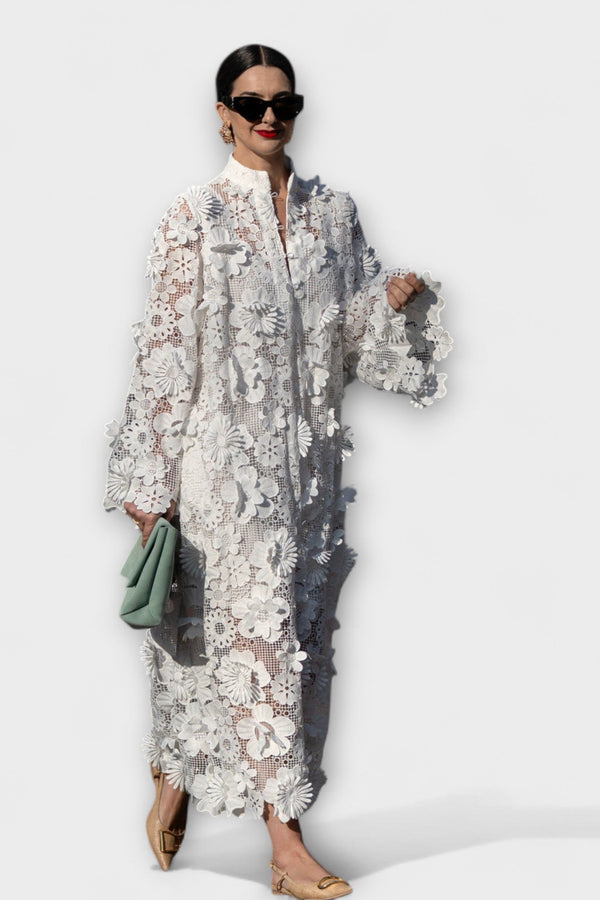 Yelira - Chic White Lace Dress
